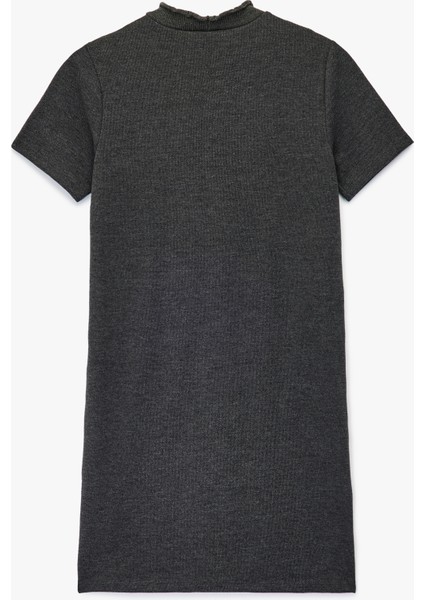 Slim Fit Kısa Kollu Dik Yaka Mini Triko Elbise fiyatları