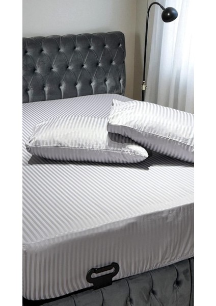 Çizgili Saten Premium Çift Kişilik Çarşaf Seti modelleri