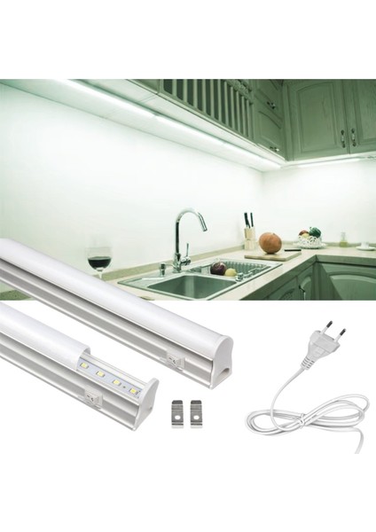 30 cm Beyaz LED Bant Armatür Floresan Aç Kapa Butonlu ve Fişli SB-6527