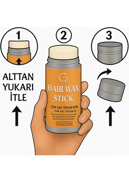 Stick Wax 75 gr Güçlü Tutuş Parlak Görünüm Doğal Balmumu ve Yağ İçerikli Normal Saçlar modelleri