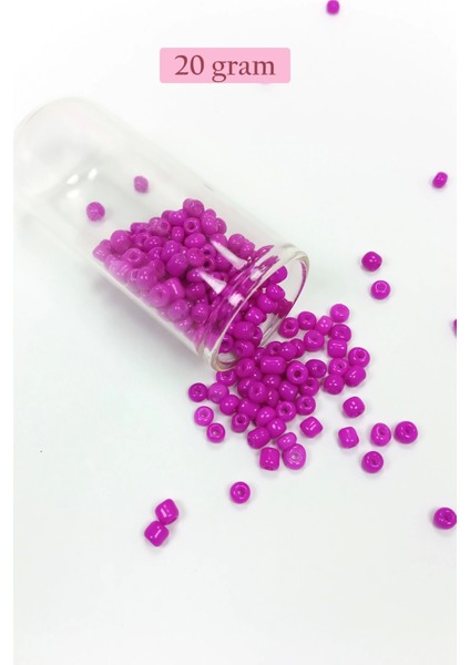 Dökme Cam Kum Boncuk Büyük Boy (6/0) 4 mm - 20 Gram - Fuşya - BNC099