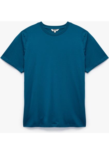Kısa Kollu Bisiklet Yaka Pamuklu Spor Tişört