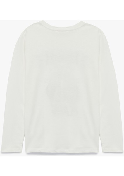 Pamuklu Bisiklet Yaka Simli Baskılı Uzun Kollu Tişört fiyatları