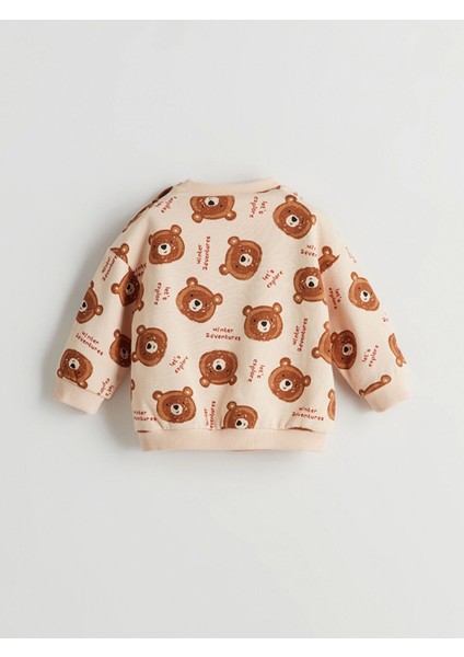 Lcw Baby Ekru Bisiklet Uzun Kollu Baskılı Erkek Bebek Sweatshirt ve Eşofman Alt 2'li Takım fırsatları