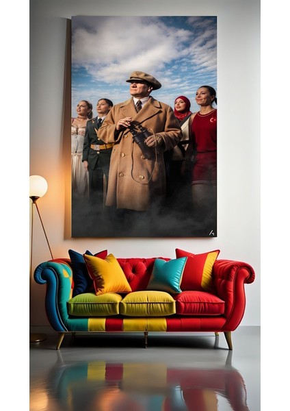 Atatürk Portre Xıv Ev Duvar Salon Güzellik Salonu Ofis Dükkan Dekarasyon Kanvas Tablo