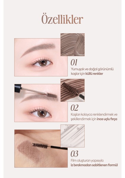 Ultra Ince Fırçalı, Yoğun Pigmentli Kaş Maskarası Clıo Kill Brow Slim Ash Browcara (03 Natural Ash) modelleri