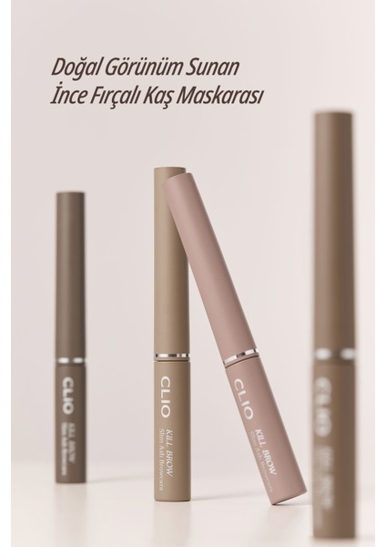 Ultra Ince Fırçalı, Yoğun Pigmentli Kaş Maskarası Clıo Kill Brow Slim Ash Browcara (03 Natural Ash)