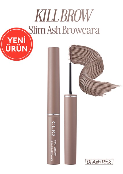 Ultra Ince Fırçalı, Yoğun Pigmentli Kaş Maskarası Clıo Kill Brow Slim Ash Browcara (01 Ash Pink)