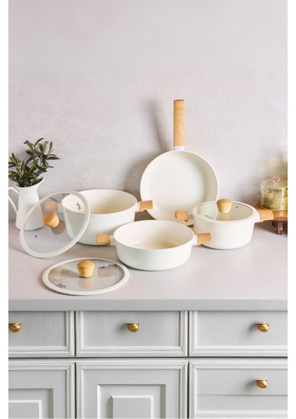 Danish Cook Beige Indüksiyon Tabanlı 7 Parça Tencere Seti modelleri