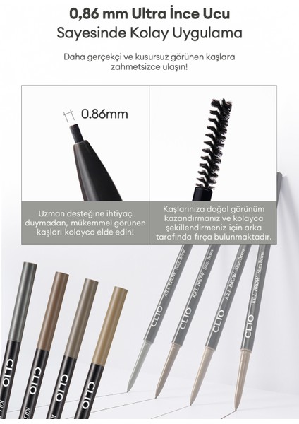 Doğal Görünüm Sunan Ultra Ince Uçlu Çift Taraflı Kaş Kalemi Clıo Kill Brow Slim Brow (01 Real Brown) fiyatları