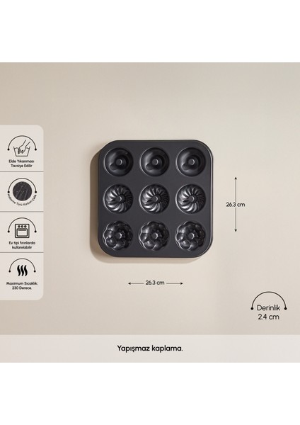 Goya Karbon Çelik 9'lu Multi Muffin Kek Kalıbı fiyatları