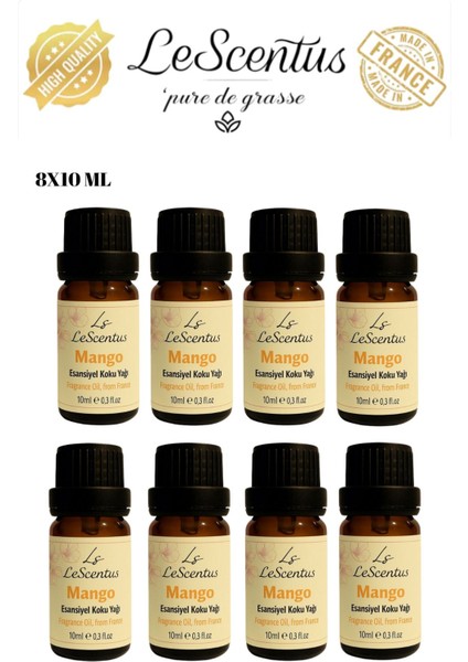 Favori Set Mango Esansiyel Koku Yağı Buhurdanlık Yağı Difüzör Hobi Esansı Oda Ortam Kokusu 8X10ML