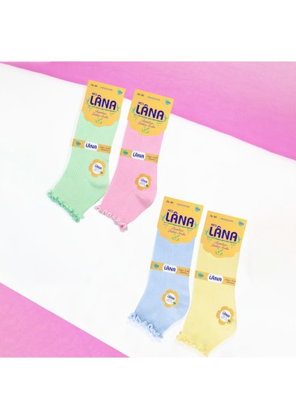 Miss Lana Kadın Bambu Çorap (4 Çift) Renkli Fırfırlı Patik Kadın Çorap indirimleri