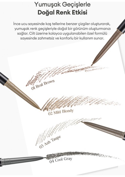 Doğal Görünüm Sunan Ultra Ince Uçlu Çift Taraflı Kaş Kalemi Clıo Kill Brow Slim Brow (03 Ash Taupe) modelleri