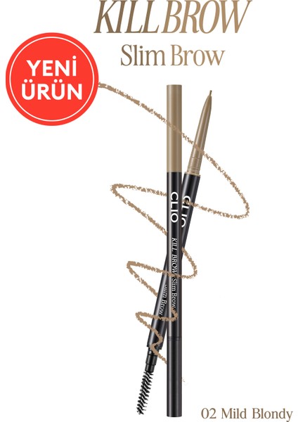 Doğal Görünüm Sunan Ultra Ince Uçlu Çift Taraflı Kaş Kalemi Clıo Kill Brow Slim Brow (02 Mildblondy)