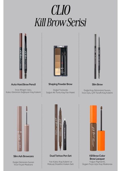 Doğal Görünüm Sunan Ultra Ince Uçlu Çift Taraflı Kaş Kalemi Clıo Kill Brow Slim Brow (04 Cool Gray)