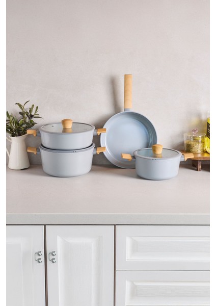 Danish Cook Grey Indüksiyon Tabanlı 7 Parça Tencere Seti