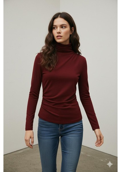 Tek Omuz Büzgülü Sandy Bluz