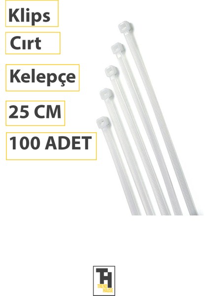 Dayanıklı Klips Cırt Kelepçe – Ayarlanabilir, Çok Amaçlı, Kablo ve Boru Sabitleme 25 cm 100 Adet