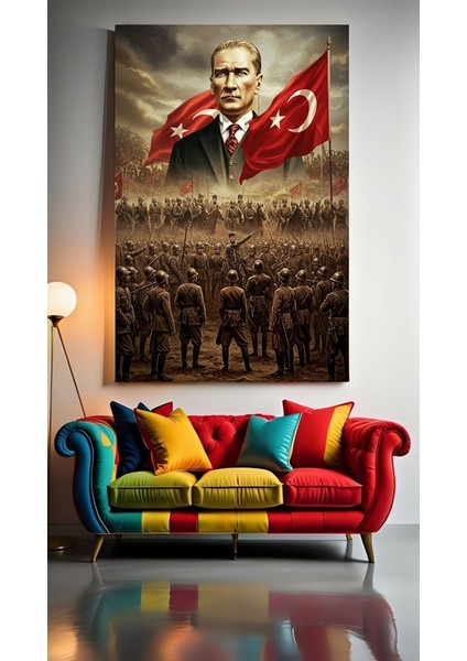 Atatürk Portre Xvı Ev Duvar Salon Güzellik Salonu Ofis Dükkan Dekarasyon Kanvas Tablo