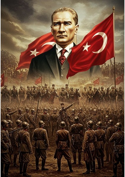 Atatürk Portre Xvı Ev Duvar Salon Güzellik Salonu Ofis Dükkan Dekarasyon Kanvas Tablo fiyatları