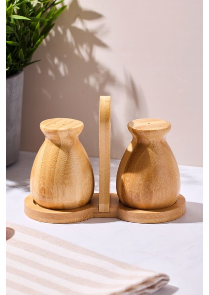 Duke Bambu 2 Parça Standlı Tuzluk-Biberlik