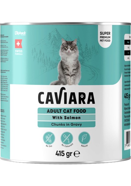Sos Içinde Et Parçacıklı Somonlu Yetişkin Kedi Maması Konservesi 415 gr