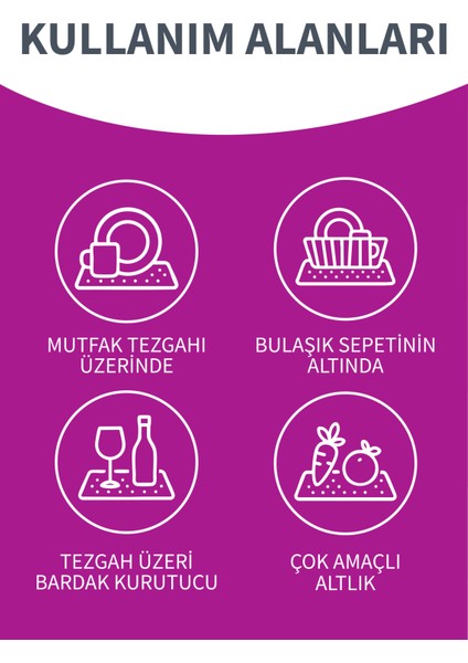 Yüksek Emicilik ve Hızlı Kuruma Özellikli Bulaşık Altlığı 1 Adet Temizlik Bezi fırsatları