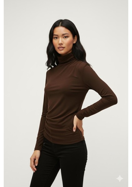 Tek Omuz Büzgülü Sandy Bluz