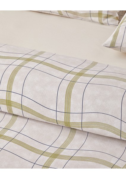 Wave Check Kolay Ütülenir Çift Kişilik Nevresim Takımı 200X220 cm Açık Yeşil-Bej modelleri