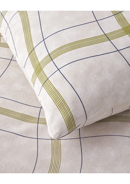 Wave Check Kolay Ütülenir Çift Kişilik Nevresim Takımı 200X220 cm Açık Yeşil-Bej fırsatları