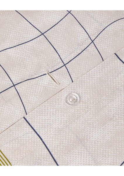 Wave Check Kolay Ütülenir Çift Kişilik Nevresim Takımı 200X220 cm Açık Yeşil-Bej