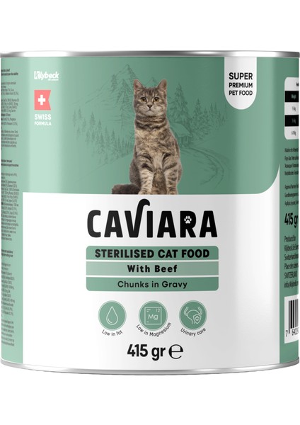 Sos Içinde Et Parçacıklı Dana Etli Kısır Kedi Maması Konservesi 415 gr