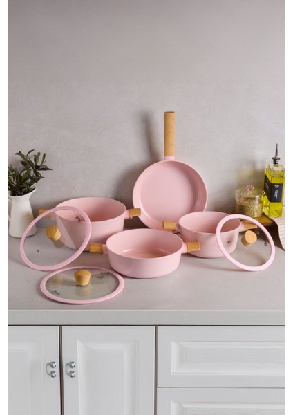 Danish Cook Pink Indüksiyon Tabanlı 7 Parça Tencere Seti modelleri