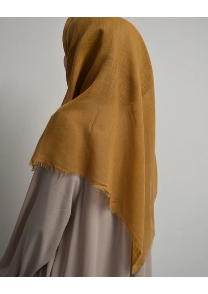 Flamlı Kare Pamuklu Eşarp Hardal 5 Adet