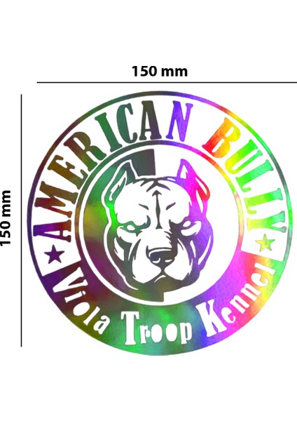American Bully Hologram Sticker – Işık Vurunca Renk Değiştirir – Modifiye Dekarasyon Sticker Araç,kask, Cam Uyumlu,düz ve Prüzsüz Yüzeyler