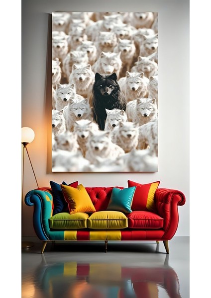 Yalnız Kurt Asil Kurt I Ev Duvar Salon Güzellik Salonu Ofis Dükkan Dekarasyon Kanvas Tablo