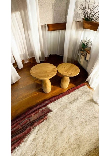 Masif Ahşap Yan Sehpa Seti – 2’li Tütün Renk Doğal Zigon Fiskos Takımı fiyatları