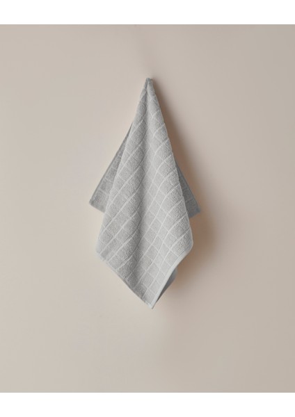 Chequer Pamuk Yüz Havlusu 50X80 cm Gri