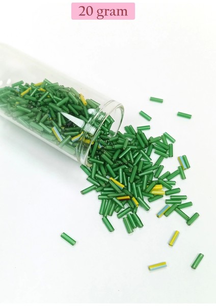 Uzun Boru Kesme Boncuk Çap 2mm Uzunluk 10 mm - 20 Gram - Yeşil - BNC256