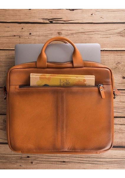 Bloomurban Shield 16" Tan Deri Laptop / Macbook Çantası