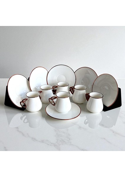 Lüks ve Zarif Rose Altın Detaylı 6'lı Porselen Kahve Fincan Seti fiyatları