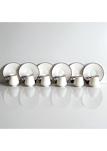 Lüks ve Zarif Rose Altın Detaylı 6'lı Porselen Kahve Fincan Seti fırsatları