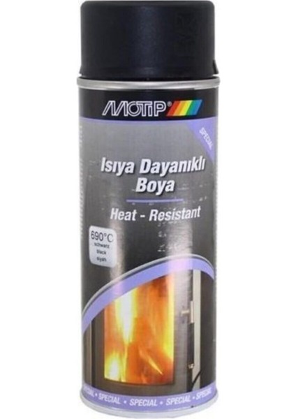 Isıya Dayanıklı Mat Siyah Sprey Boya 690°C Benzin ve Kimyasal Dirençli 400 ml Egzoz ve Mangal