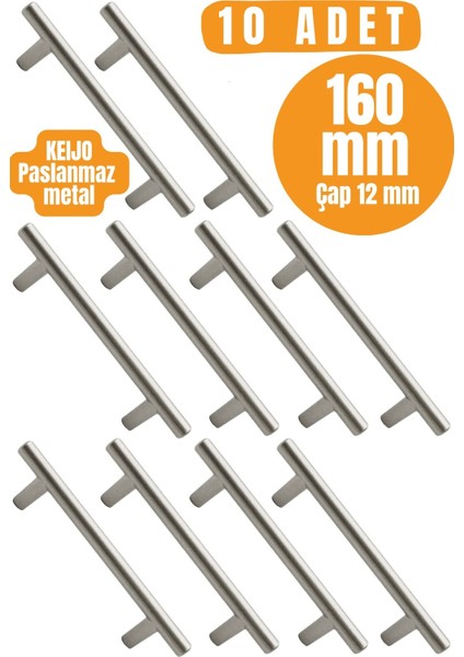 10 ADET Keijo INOX 160mm Paslanmaz Kulp (mobilya, dolap kulbu, kulp modeli)