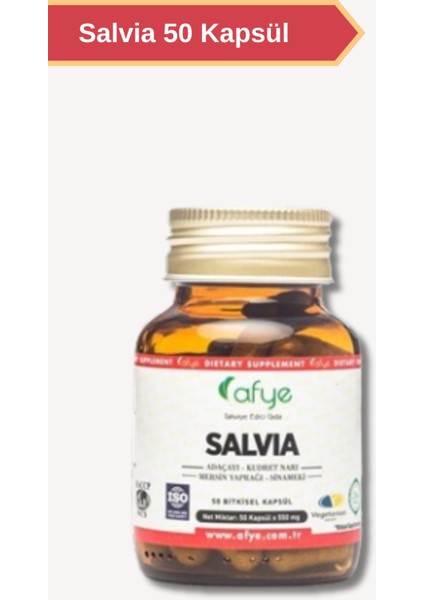 Salvia ( Adaçayı ,kudret Narı , Mersin Yaprağı,sinameki ) 50 Kapsül