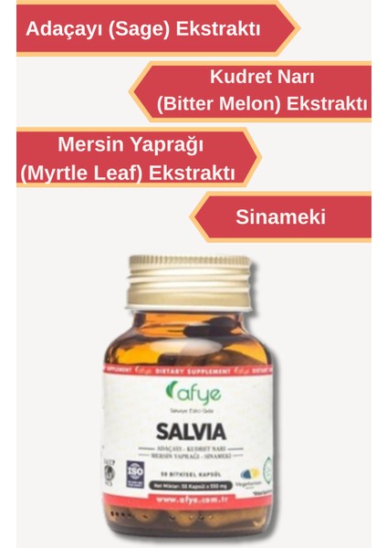 Salvia ( Adaçayı ,kudret Narı , Mersin Yaprağı,sinameki ) 50 Kapsül fiyatları