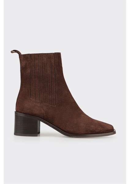 Kahve Deri Kadın Klasik Bot