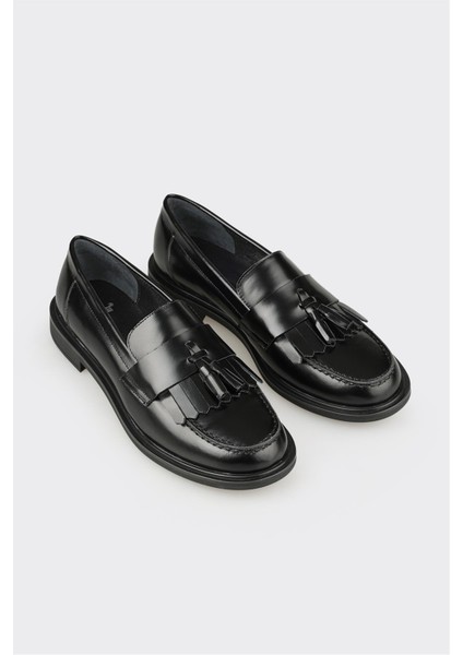 Siyah Deri Kadın Günlük Loafer fiyatları