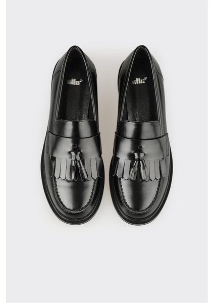 Siyah Deri Kadın Günlük Loafer fırsatları